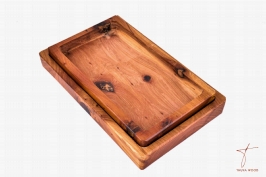 set de 2 plateaux en bois de thuya 